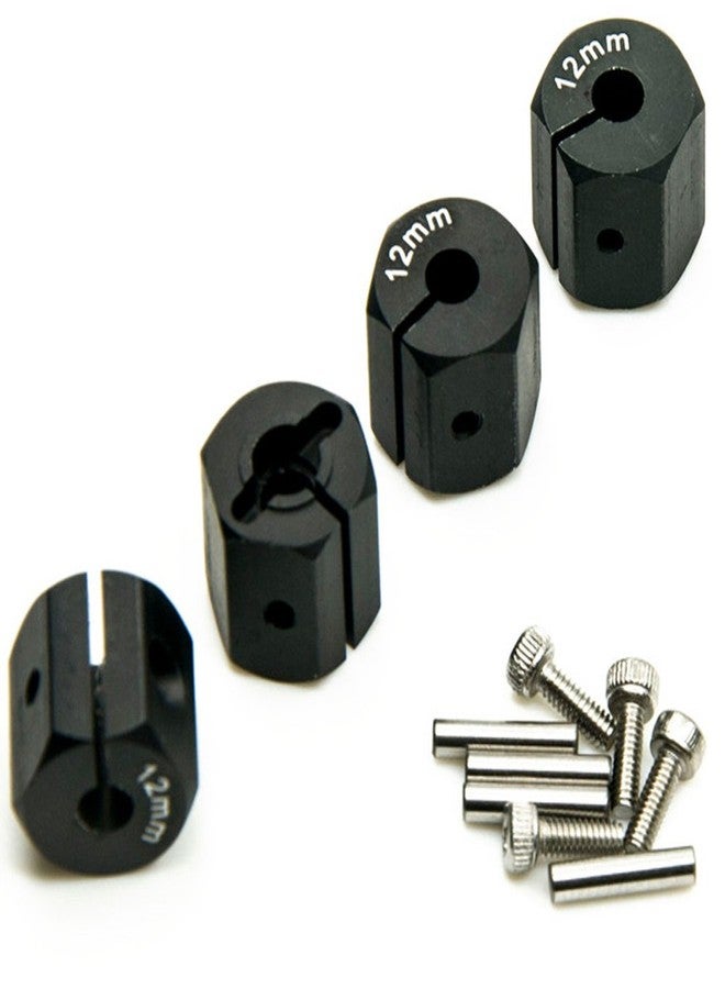 QUE-T Aluminum 12mm Thickness 12mm Wheel Hex Drive Adaptors with Pins & Screws for Most of 1/10 RC Crawler Car Black - Image 3